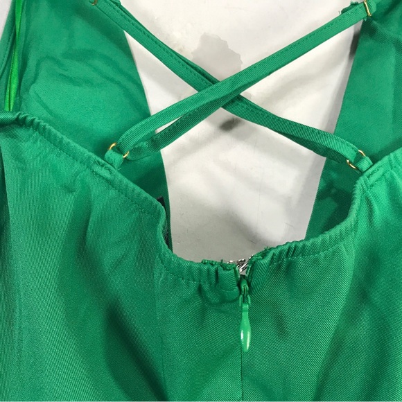 PrettyLittleThing Plunge Cross Back Cut Out Jumpsuit, Women's Size 0 - Green - Picture 11 of 13